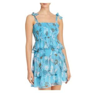 DOLAN Womens Aqua Short Sleeve Square Neck Short Evening Fit + Flare Dress XS